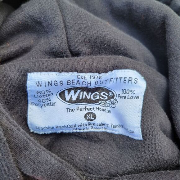 Wings Beach Outfitters Black Long Sleeve Cotton-Blend Hoodie Men's Size XL - Picture 7 of 7